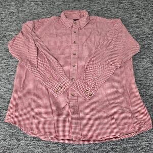 Cambridge Classics Gingham Button Up Shirt Men's XL Red White Check Long Sleeve